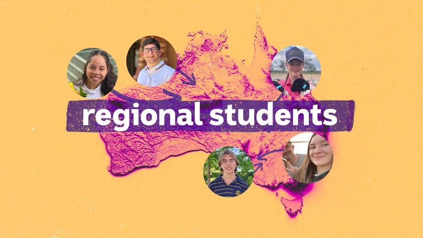Map of Australia showing the location of five students using their profile pics and arrows.