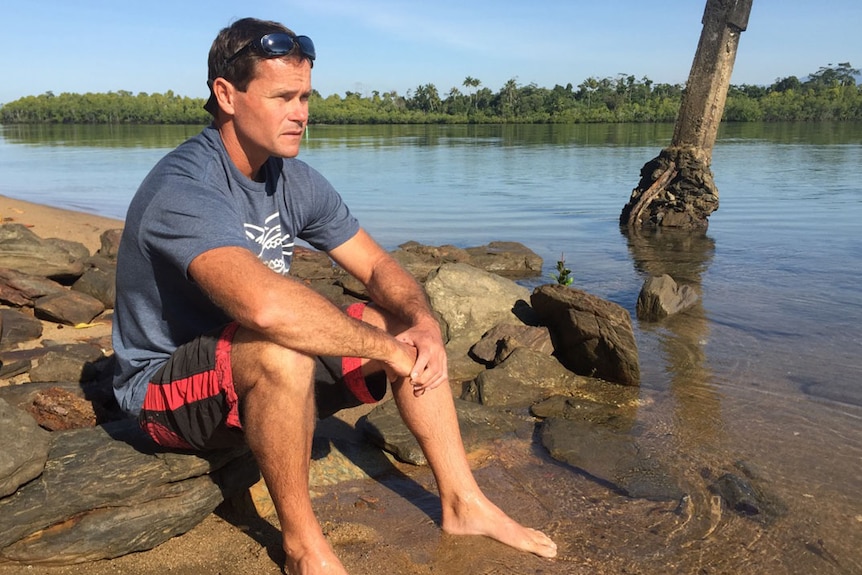 Fisherman Martin Cunningham at the mouth of the Johnstone River.