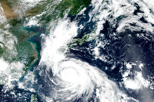 Satellite picture of storm cell over the top of Japan