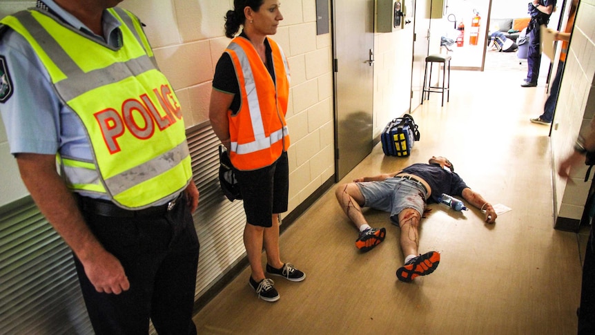 Third-year paramedic science students played the victims in the training.