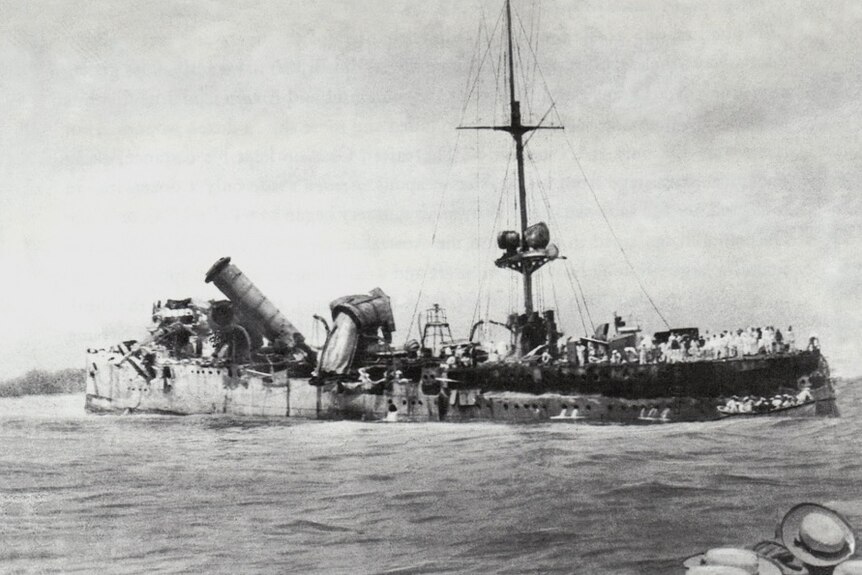 A destroyed battleship