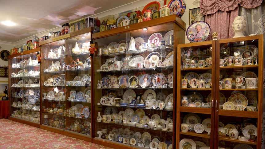 Cabinets full of royal memorabilia