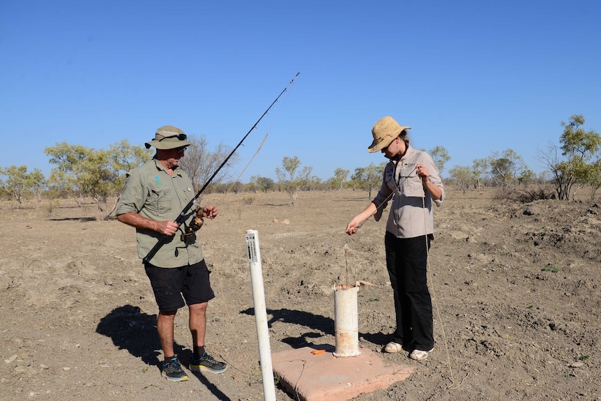 CSIRO and Charles Darwin University scientists survey a site at the Beetaloo Basin.