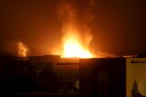 Flames rise from the site of a Saudi-led air strike in Yemen's capital Sanaa July 13, 2015.