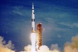 The Apollo 11 mission takes off.