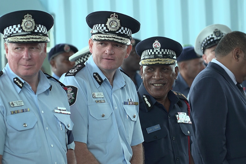 AFP Commissioner Andrew Colvin and PNG Commissioner Gari Baki.