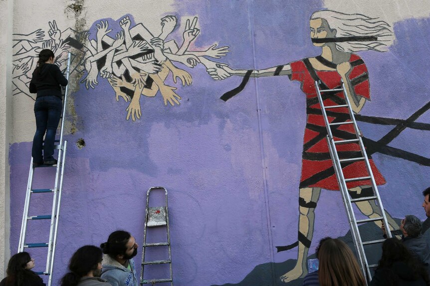 Mural against violence toward women in Ankara