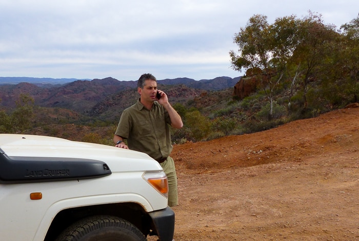 Dr Gardner-Stephen tests the app at Arkaroola in outback South Australia.