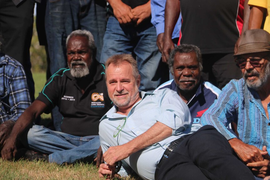 Nigel Scullion with traditional owners in Katherine, NT