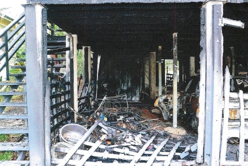 Burnt downstairs area of Alexis Parkes' Chermside house in 2020. She died after boyfriend James Morton Mason set fire to it