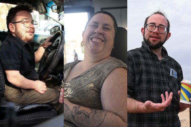 a collage of three people, with disabilities