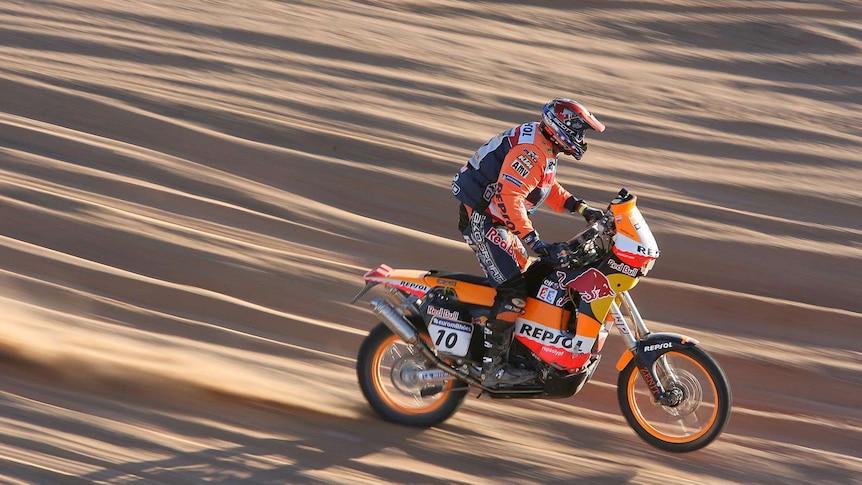 Andy Caldecott competes in the Dakar Rally.