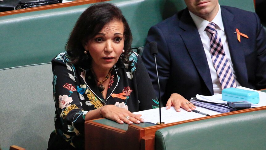 Labor MP Anne Aly looks shocked while speaking during question time