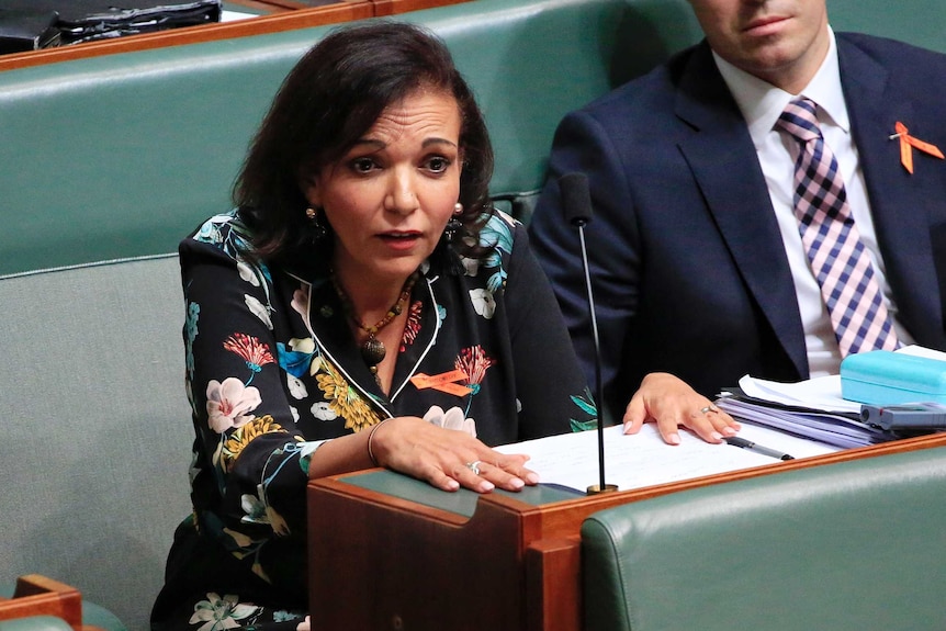 Labor MP Anne Aly looks shocked while speaking during question time