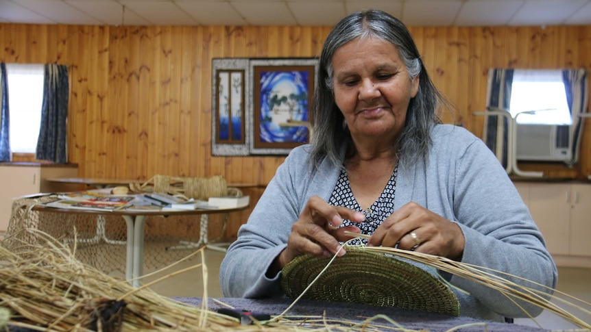 Ngarrindjeri Elder Ellen Trevorrow weaving.