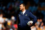 Wallabies coach Michael Cheika looks on prior to the Rugby World Cup match with Uruguay