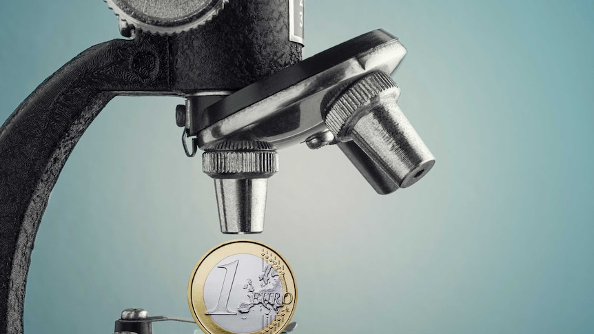 1 Euro coin under a microscope