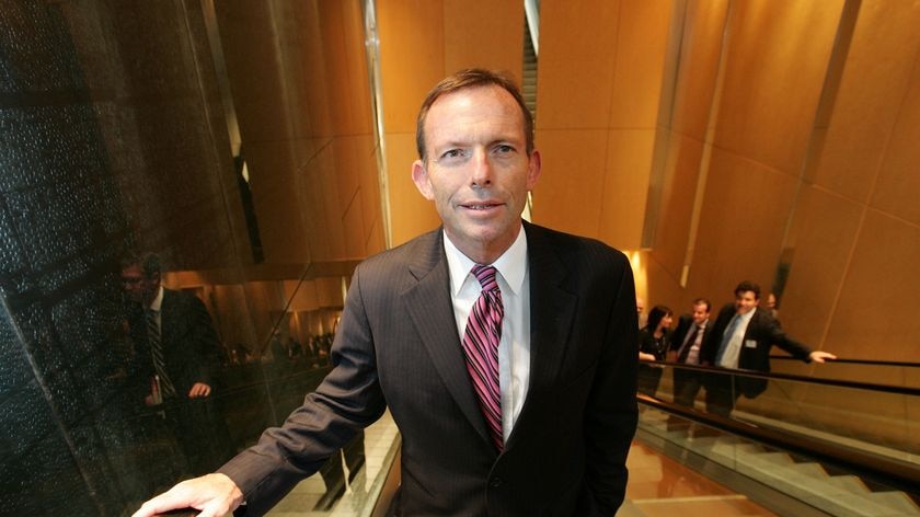 On the ascent ... Tony Abbott arrives at the Australia Israel Leadership Forum.