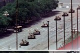 Composite photo of Changan Avenue, east of Tiananmen Square in Beijing, 20 years apart