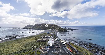 A custom image of a virtual tour of Macquarie Island.