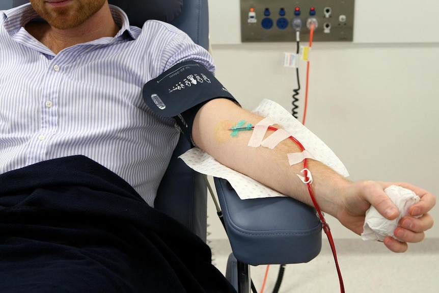 Plasma donor at Australian Red Cross Blood Service