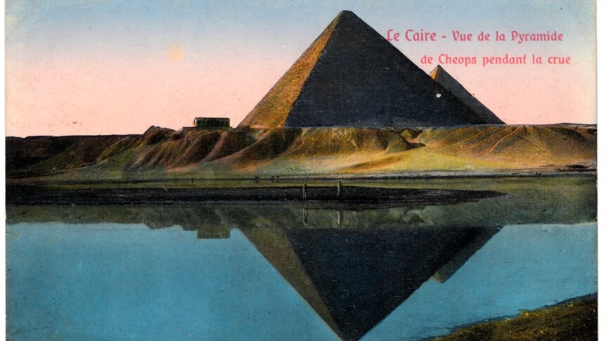 A postcard sent from the pyramids of Giza last century.