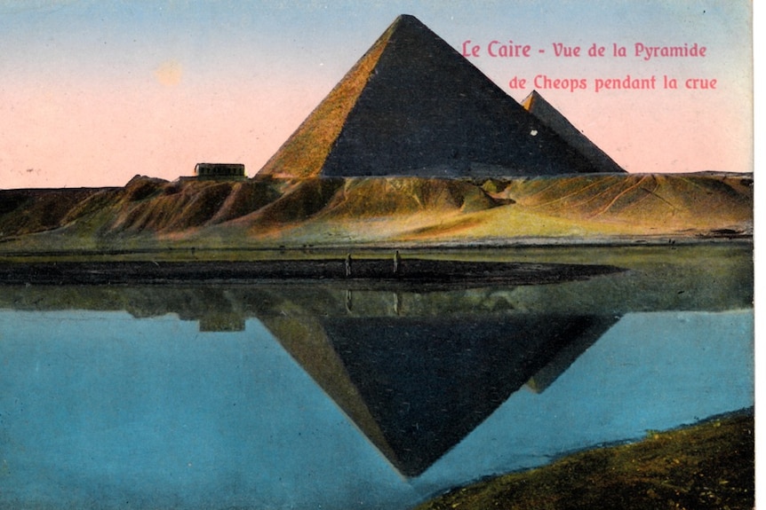 A postcard sent from the pyramids of Giza last century.