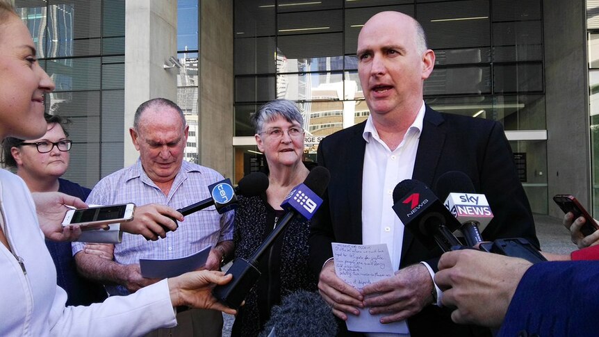 The nephew of Barbara McCulkin, Brian Ogden, speaking outside the Supreme Court in Brisbane