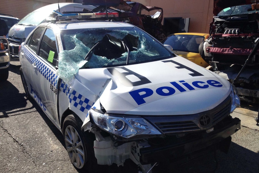 Police car damaged in crash at Matraville