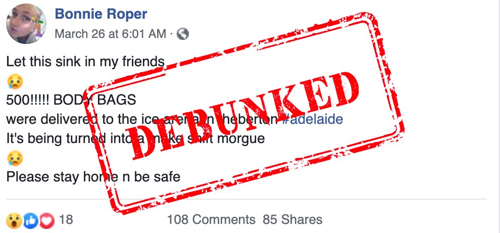 No, an Adelaide ice rink is not being converted into a morgue, and ...