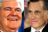 LtoR Newt Gingrich and Mitt Romney at their primary election night rallys in Columbia.