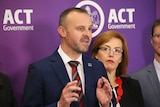 Andrew Barr speaks at a press conference.
