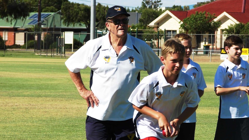 Cricketer Eric Freeman coaching kids