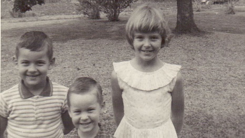 A childhood photo of David, Rex and Marilyn Wallman