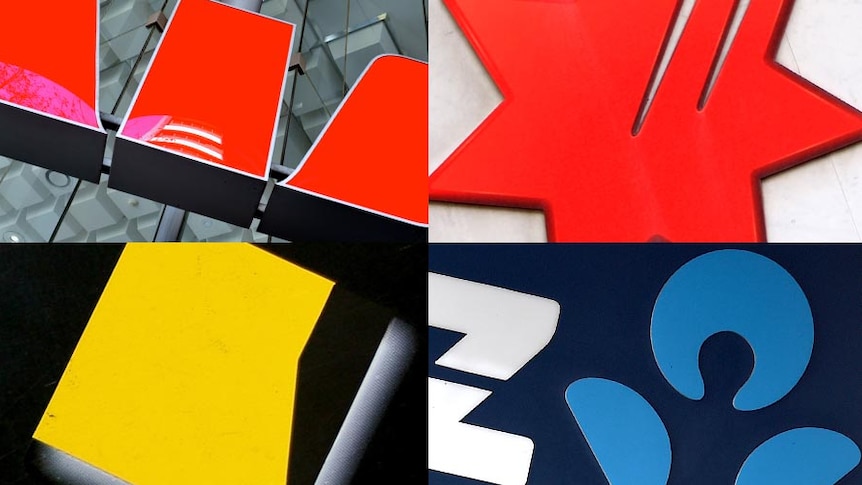 The logos of the four big banks in Australia
