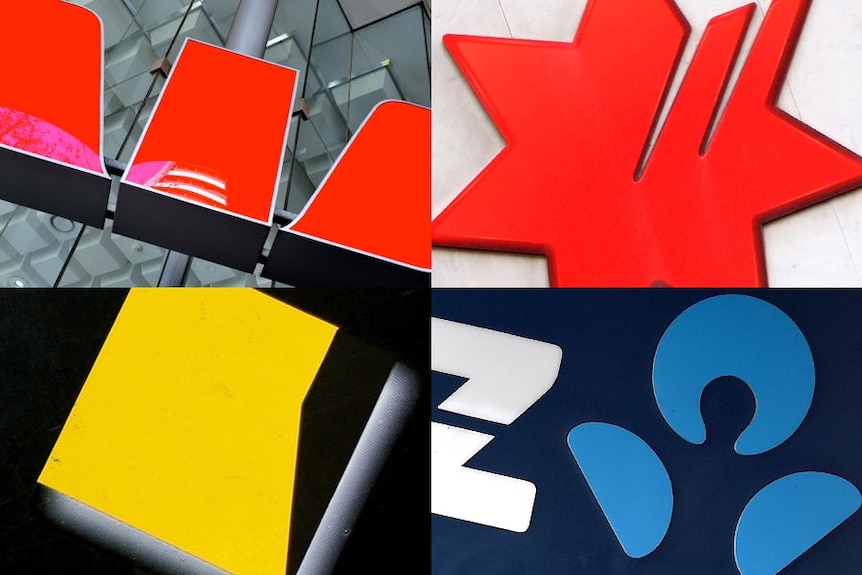 The logos of the four big banks in Australia.
