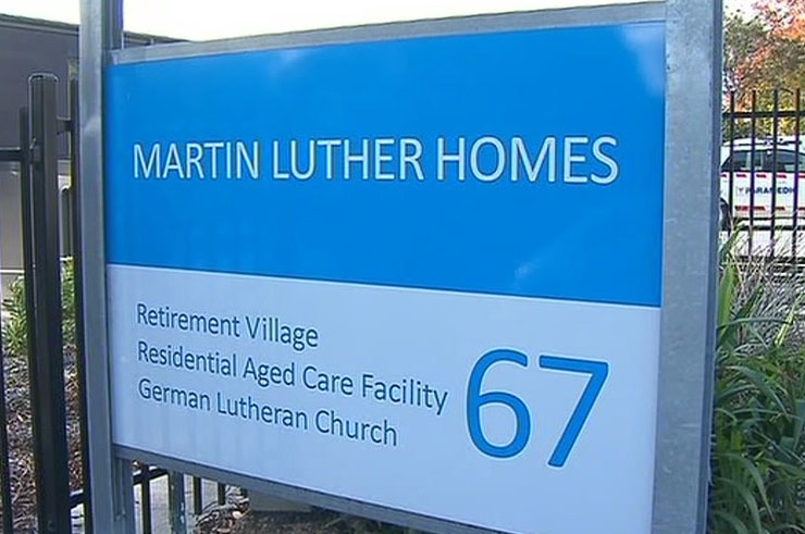 A sign outside the Martin Luther Homes retirement village at The Basin.