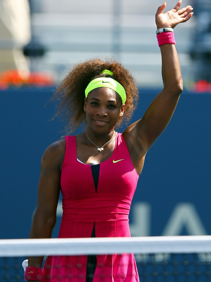 Williams salutes the crowd in New York