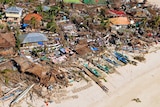 Aerial photo of typhoon destruction in Philippines