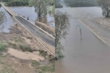 Before and after photos of the flooded Gulf Development Road in north Queensland.