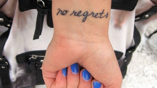 No regrets tattoo on wrist