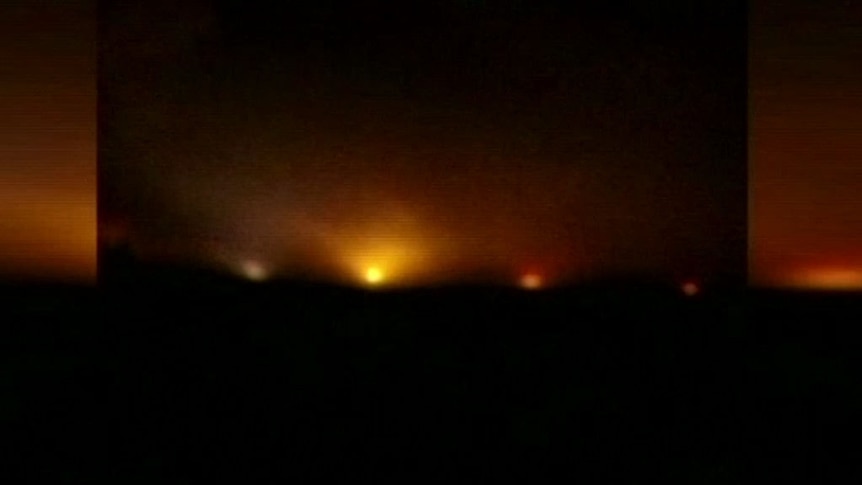Footage allegedly shows US missile strikes on Syrian air base.