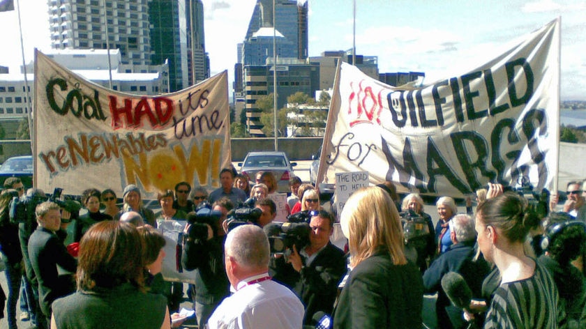 Protestors gathered outside parliament