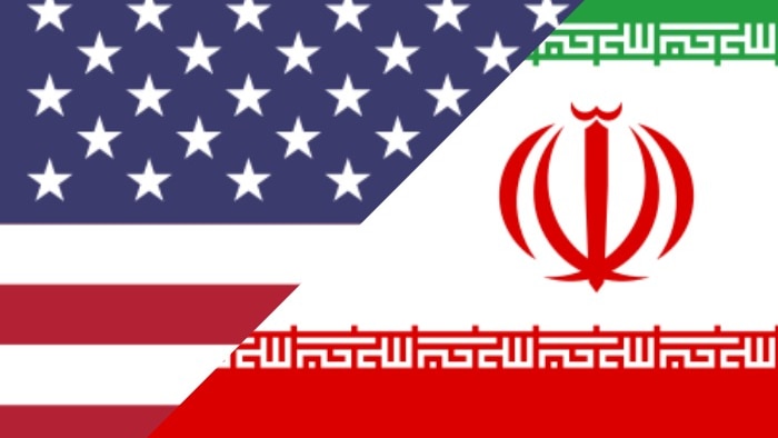 A composite image of the American and Iranian flags.