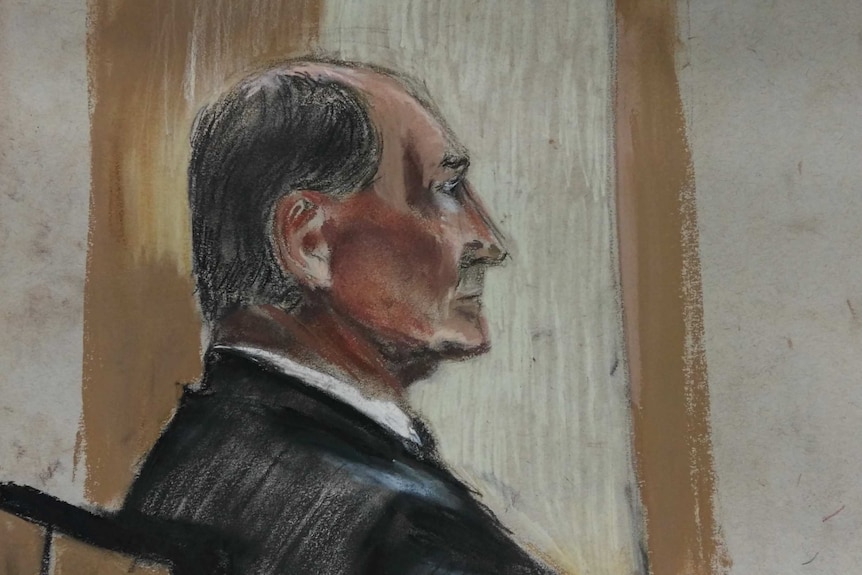A court sketch of Vincent O'Dempsey sitting in the dock