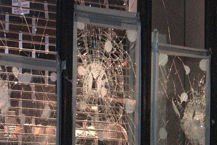 Smashed windows at Point Walter Cafe