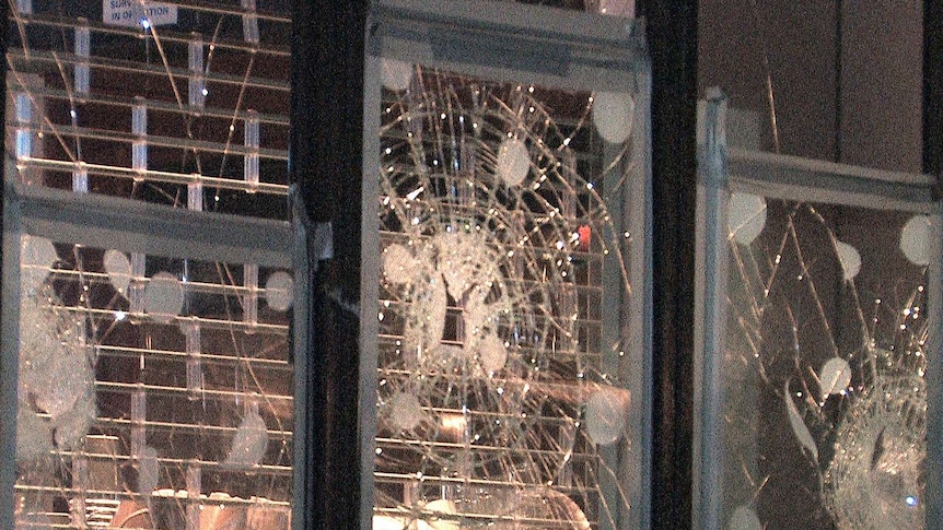 Smashed windows at Point Walter Cafe