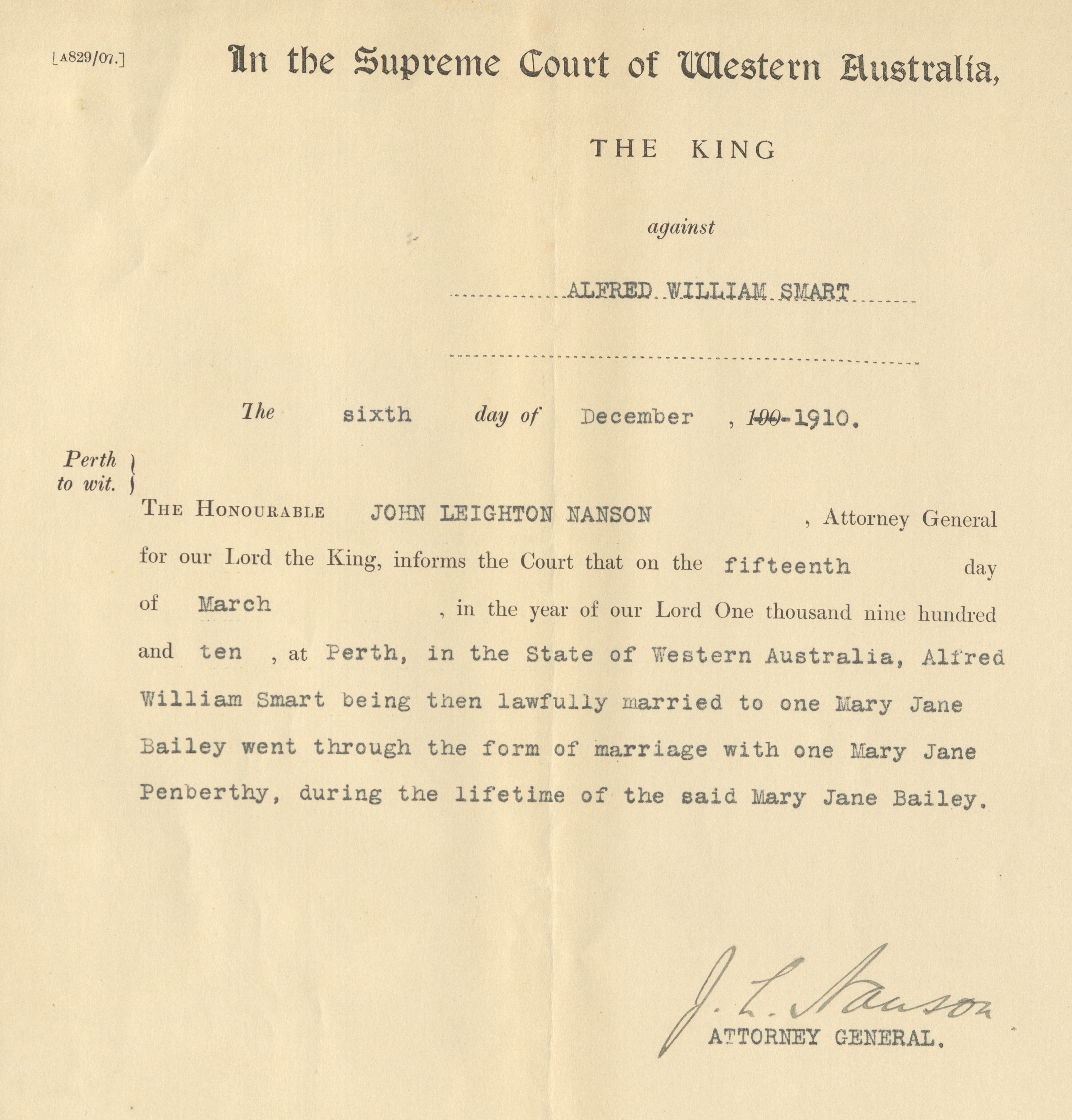 Bigamy case that captivated Perth in 1910 and fascinated public for