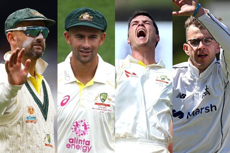 A composite photo of Australia's four spinners heading to India