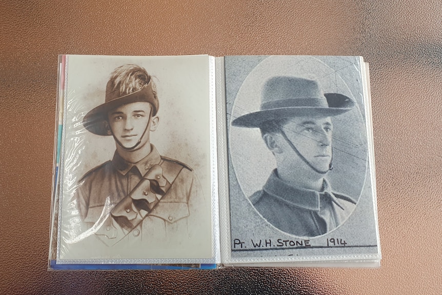 photos side by side of soldiers